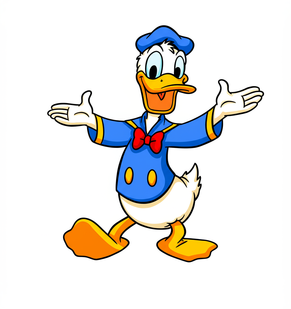 Joyful Singing Donald Duck Coloring Page - Colored Preview