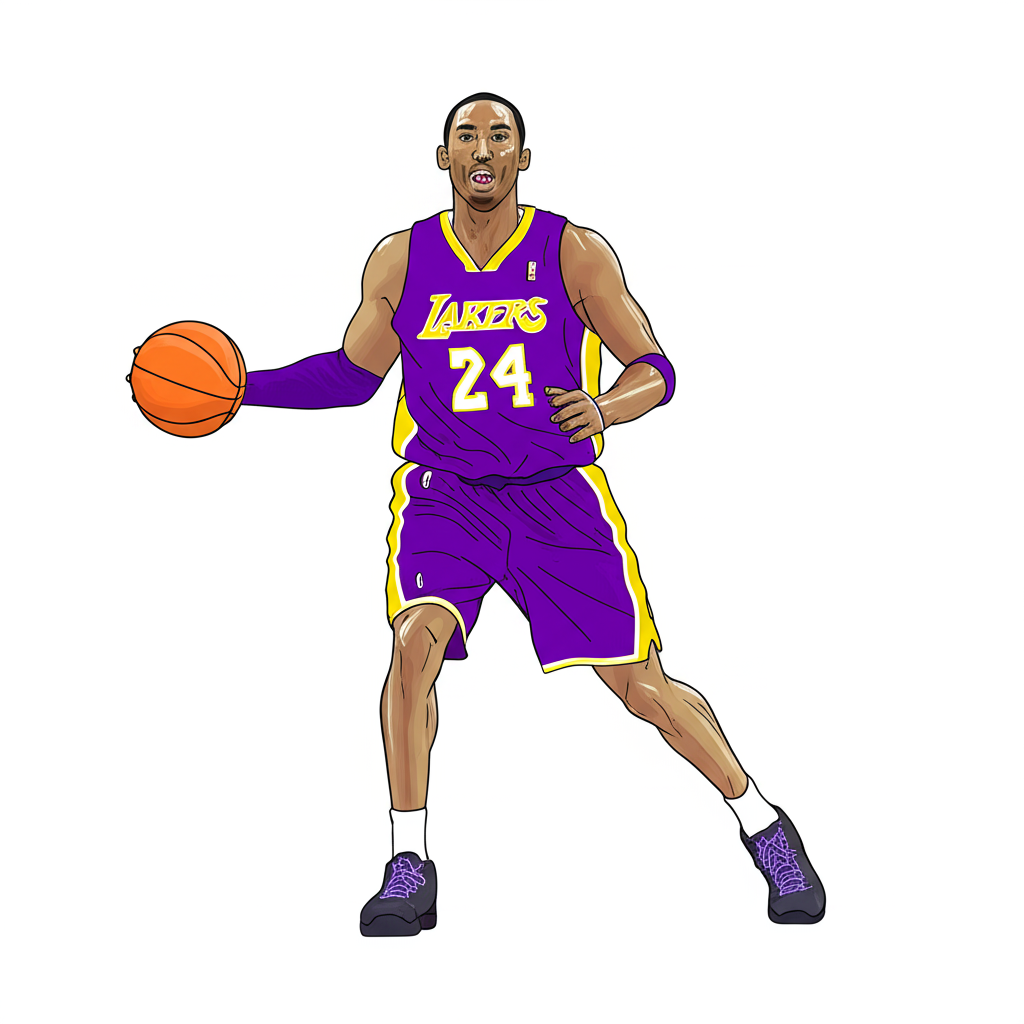 Kobe Bryant Dribbling Coloring Page - Colored Preview