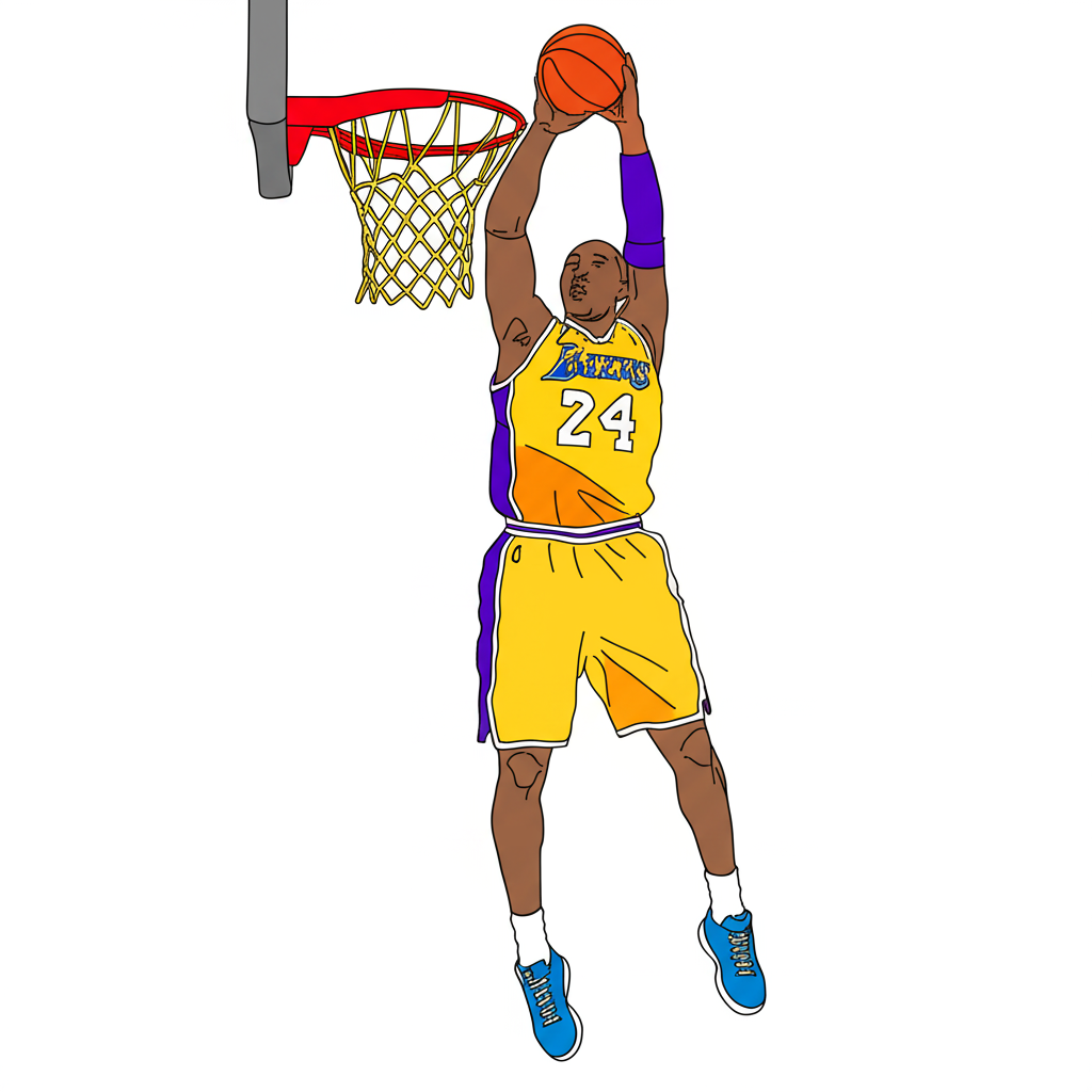Kobe Bryant Legendary Dunk Coloring Page - Colored Preview
