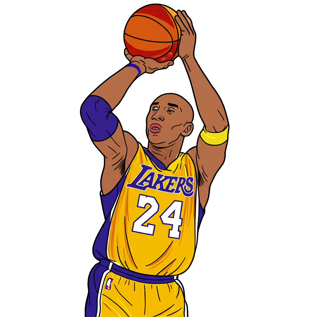 Kobe Bryant "Mamba Shot" Coloring Page - Colored Preview