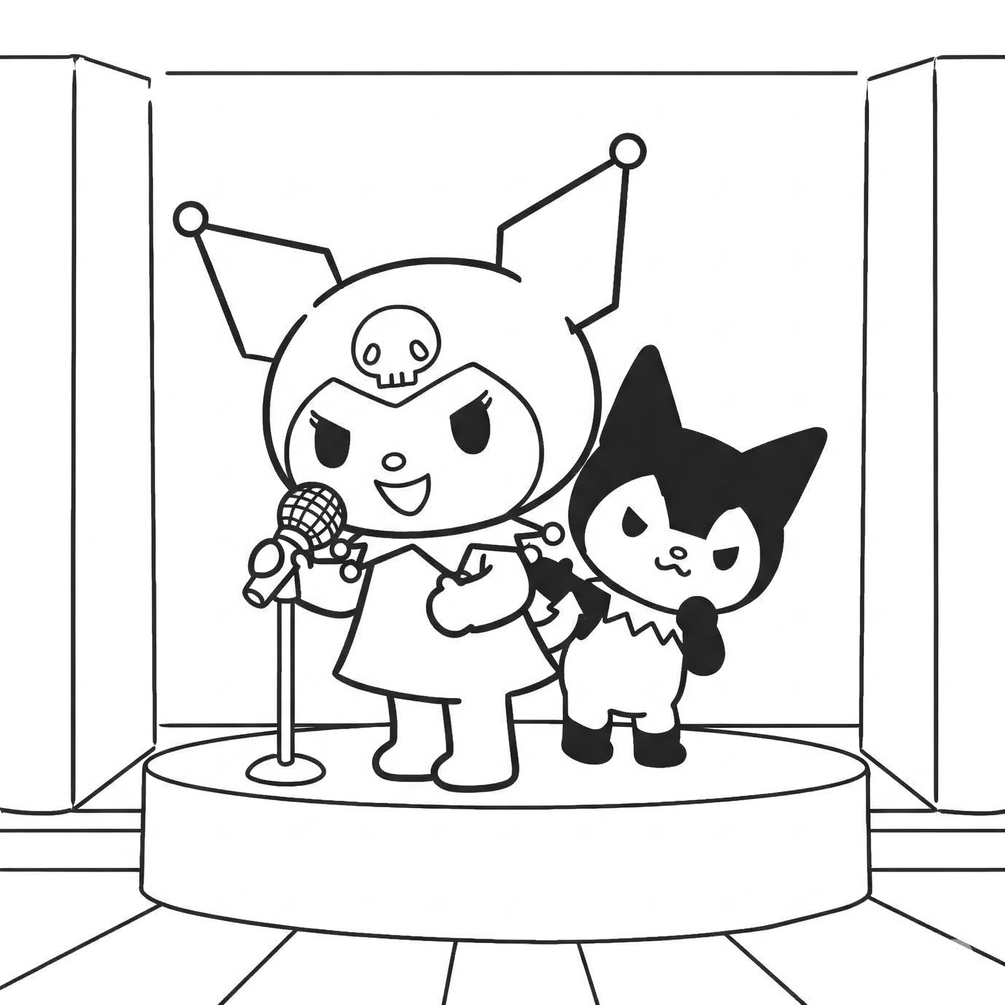 Kuromi and Baku Stage Performance Coloring Page