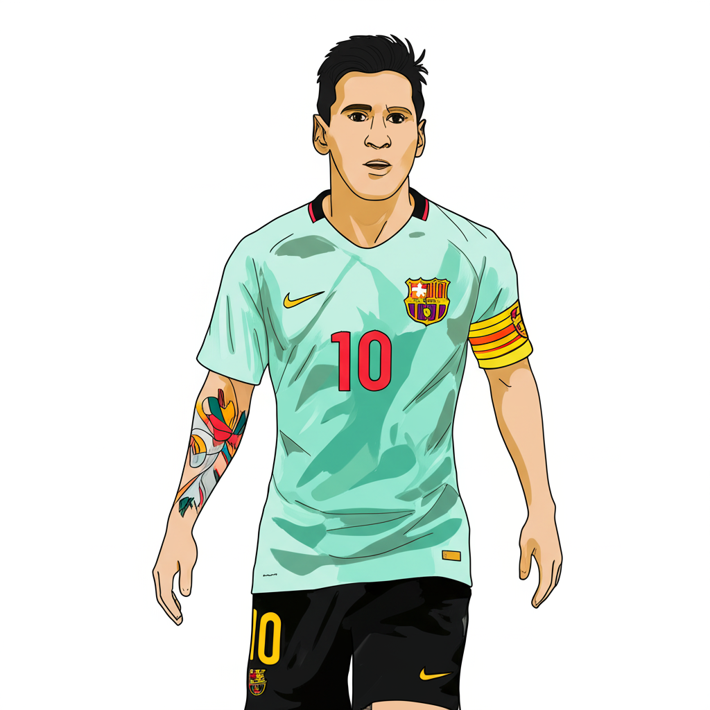 Lionel Messi Football Legend Coloring Page - Colored Preview