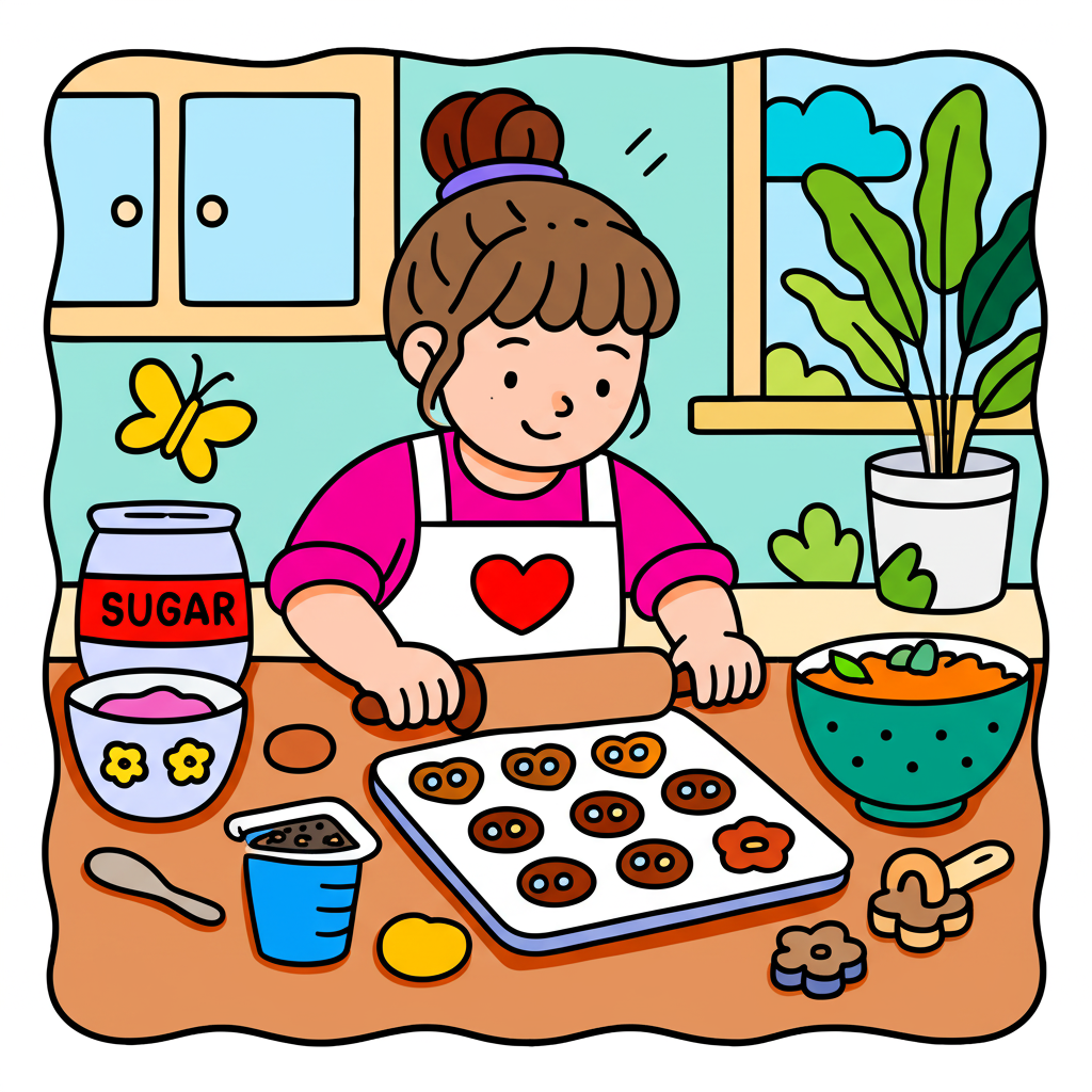 Little Baker's Cookie Day Coloring Page - Colored Preview