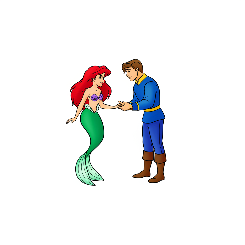 The Little Mermaid Ariel and Eric Coloring Page - Colored Preview