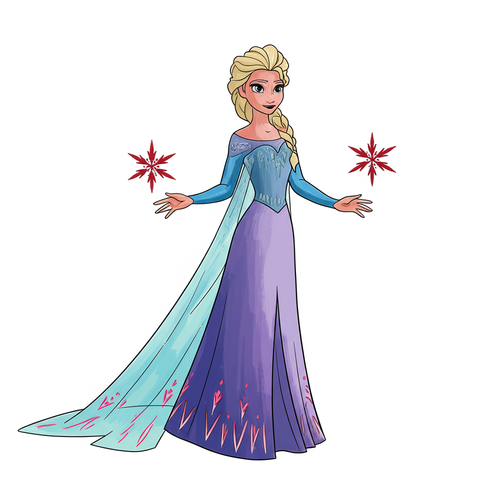 Majestic Elsa Frozen Coloring Page - Colored Preview