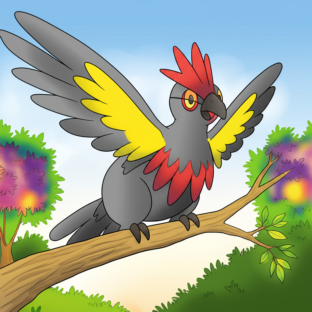 Majestic Pidgeot Pokemon Coloring Page - Colored Preview