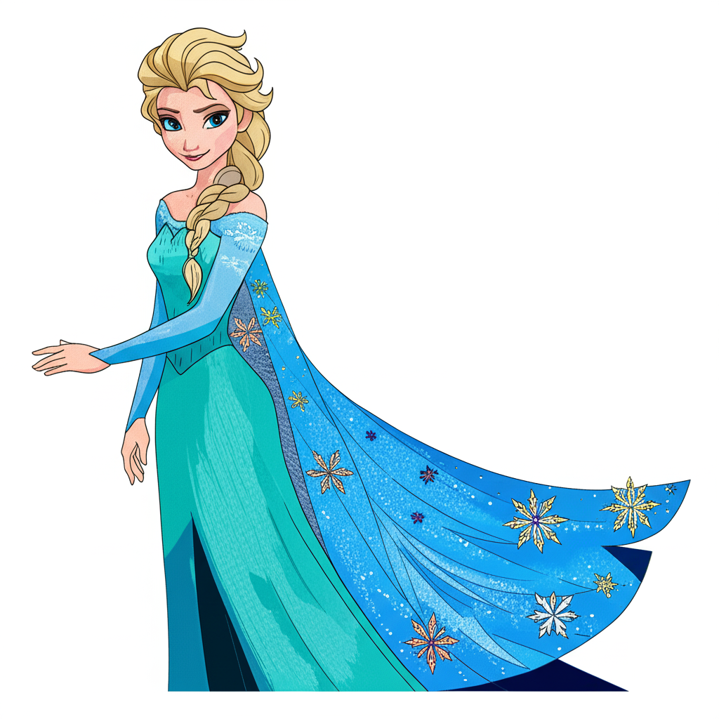 Majestic Queen Elsa Coloring Page - Colored Preview