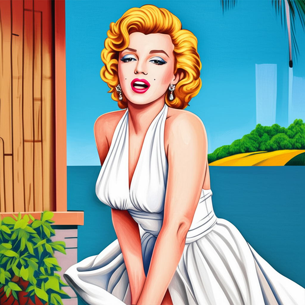 Iconic Marilyn Monroe Coloring Page - Colored Preview