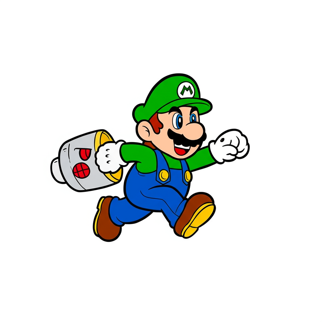 Mario Running with Bullet Bill Coloring Page - Colored Preview