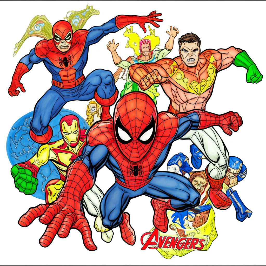 Marvel Superheroes Epic Battle Coloring Page - Colored Preview