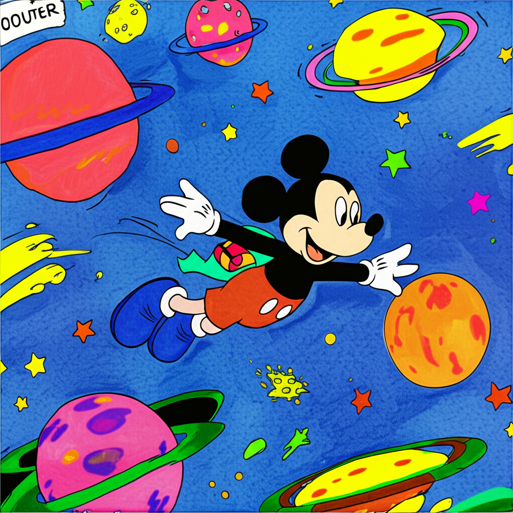 Mickey Mouse Space Adventure Coloring Page - Colored Preview
