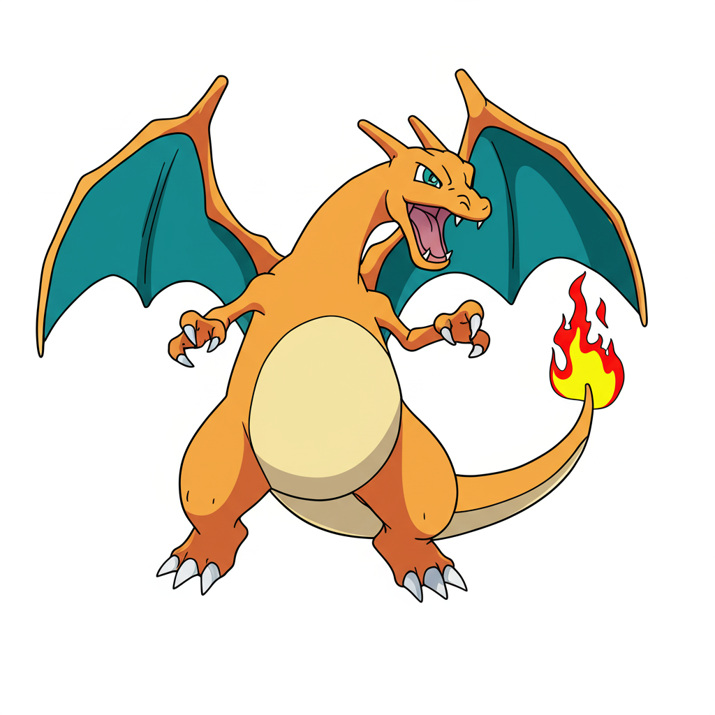 Mighty Charizard Pokémon Coloring Page - Colored Preview