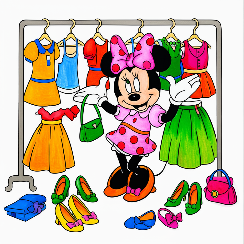 Minnie Mouse Fashion Fun Coloring Page - Colored Preview