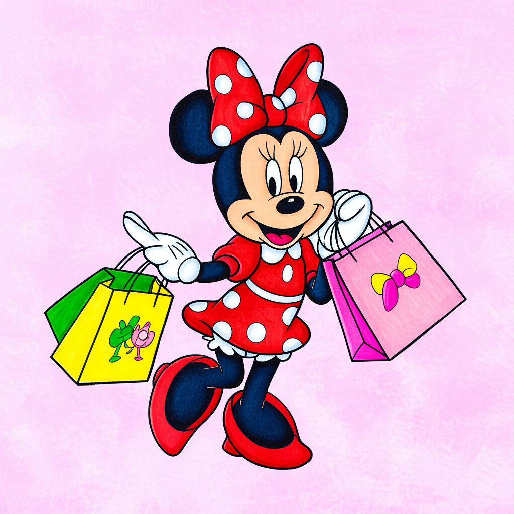 Minnie Mouse Shopping Spree Coloring Page - Colored Preview