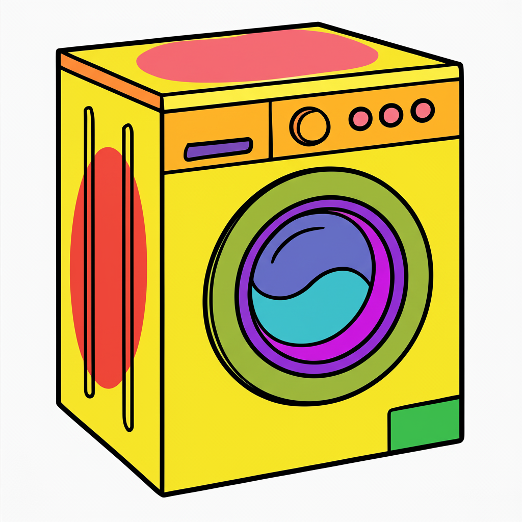 Modern Washing Machine Coloring Page - Colored Preview