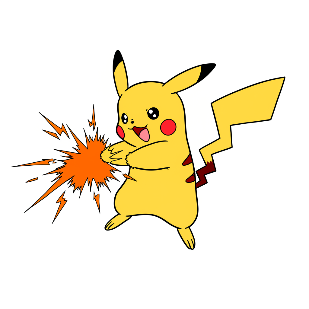 Electrifying Pikachu Coloring Page - Colored Preview