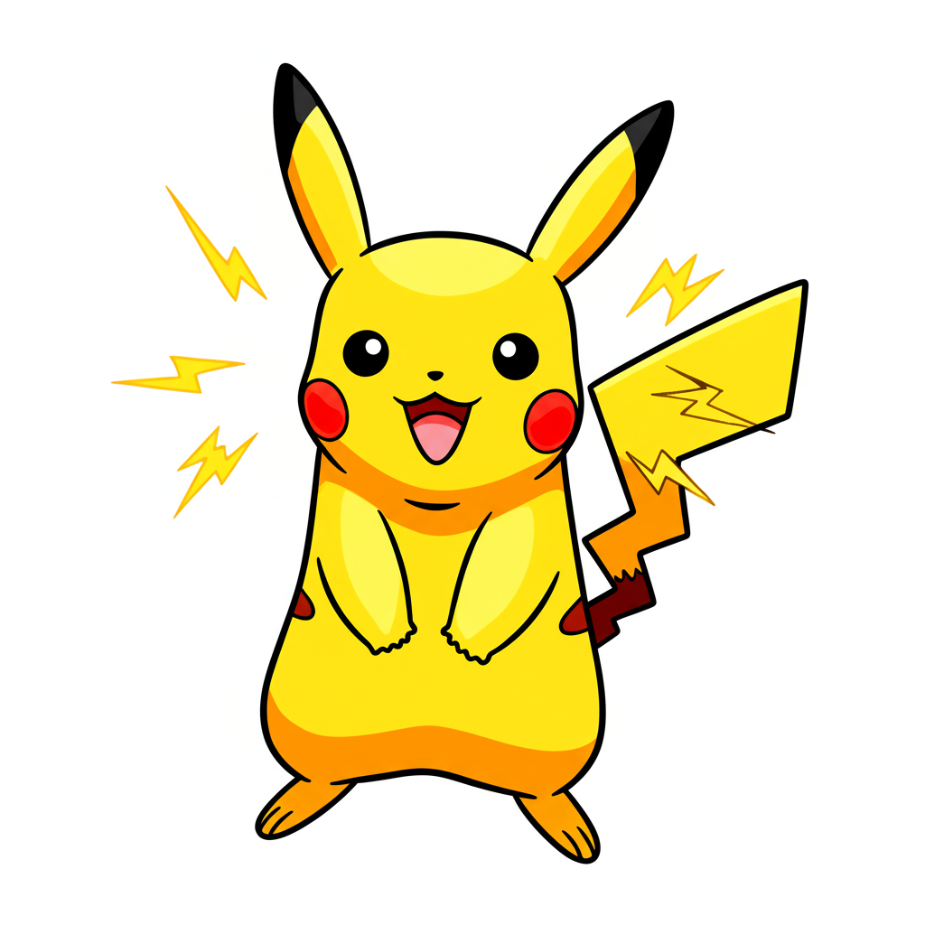 Electrifying Pikachu Coloring Page - Colored Preview