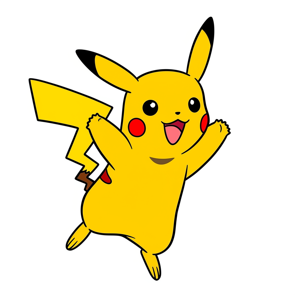 Pikachu Jump for Joy Coloring Page - Colored Preview