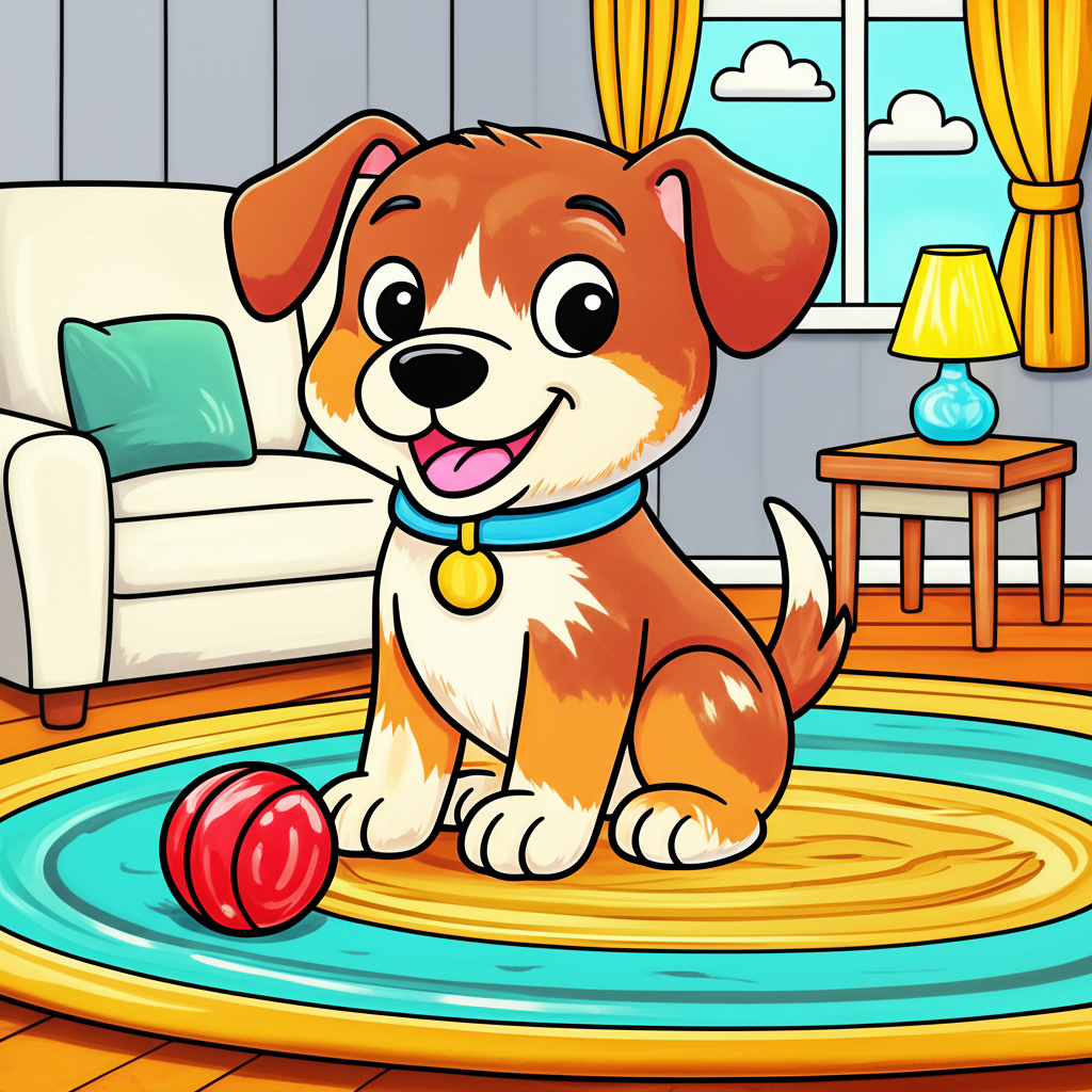 Playful Puppy Pal Coloring Page - Colored Preview