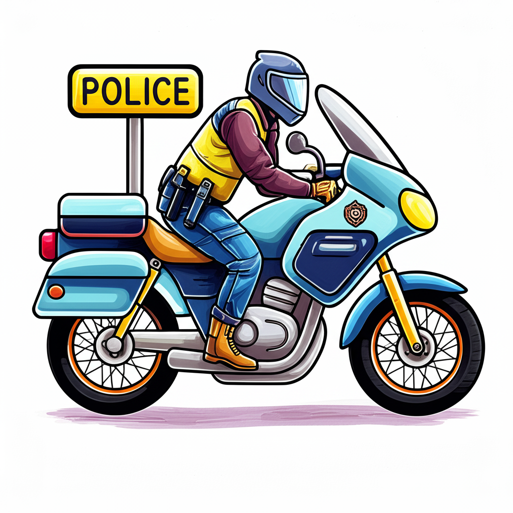 Police Motorcycle Patrol Coloring Page - Colored Preview