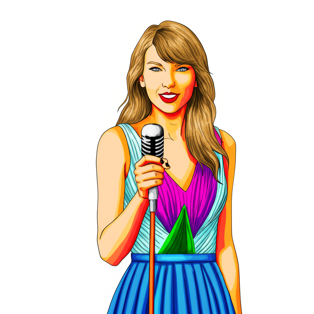 Pop Star Diva Coloring Page - Taylor Swift - Colored Preview