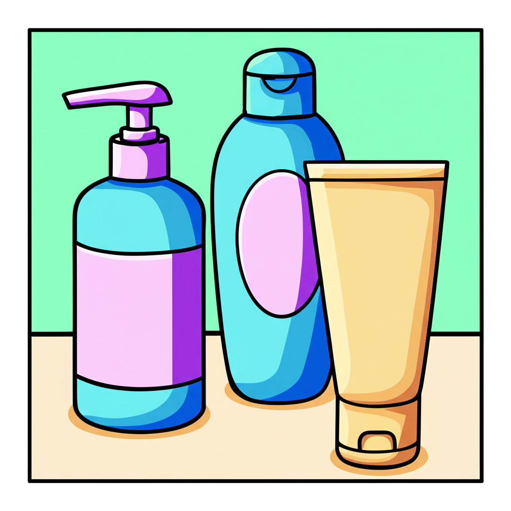 Simple Toiletries Set Coloring Page - Colored Preview