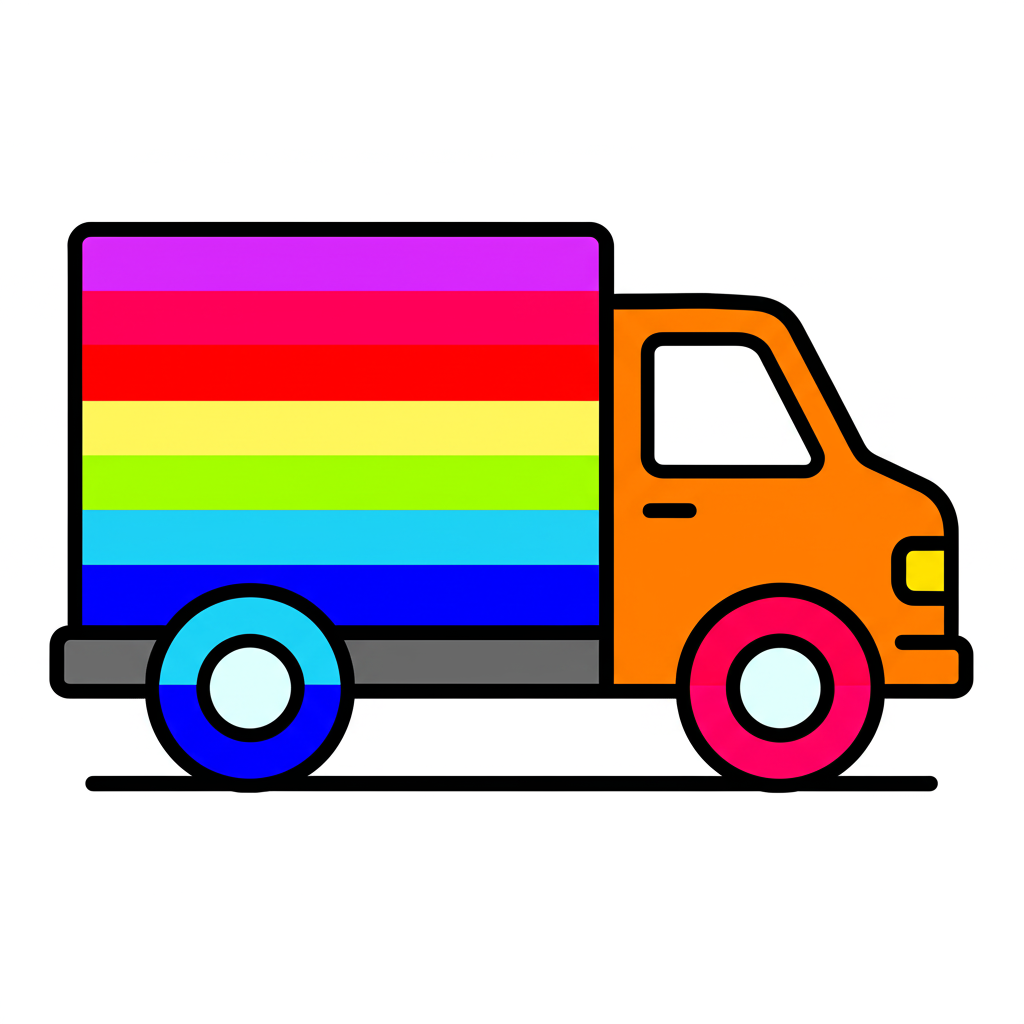 Simple Delivery Truck Coloring Page - Colored Preview
