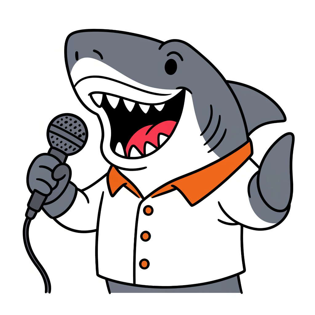 Singing Shark Superstar Coloring Page - Colored Preview
