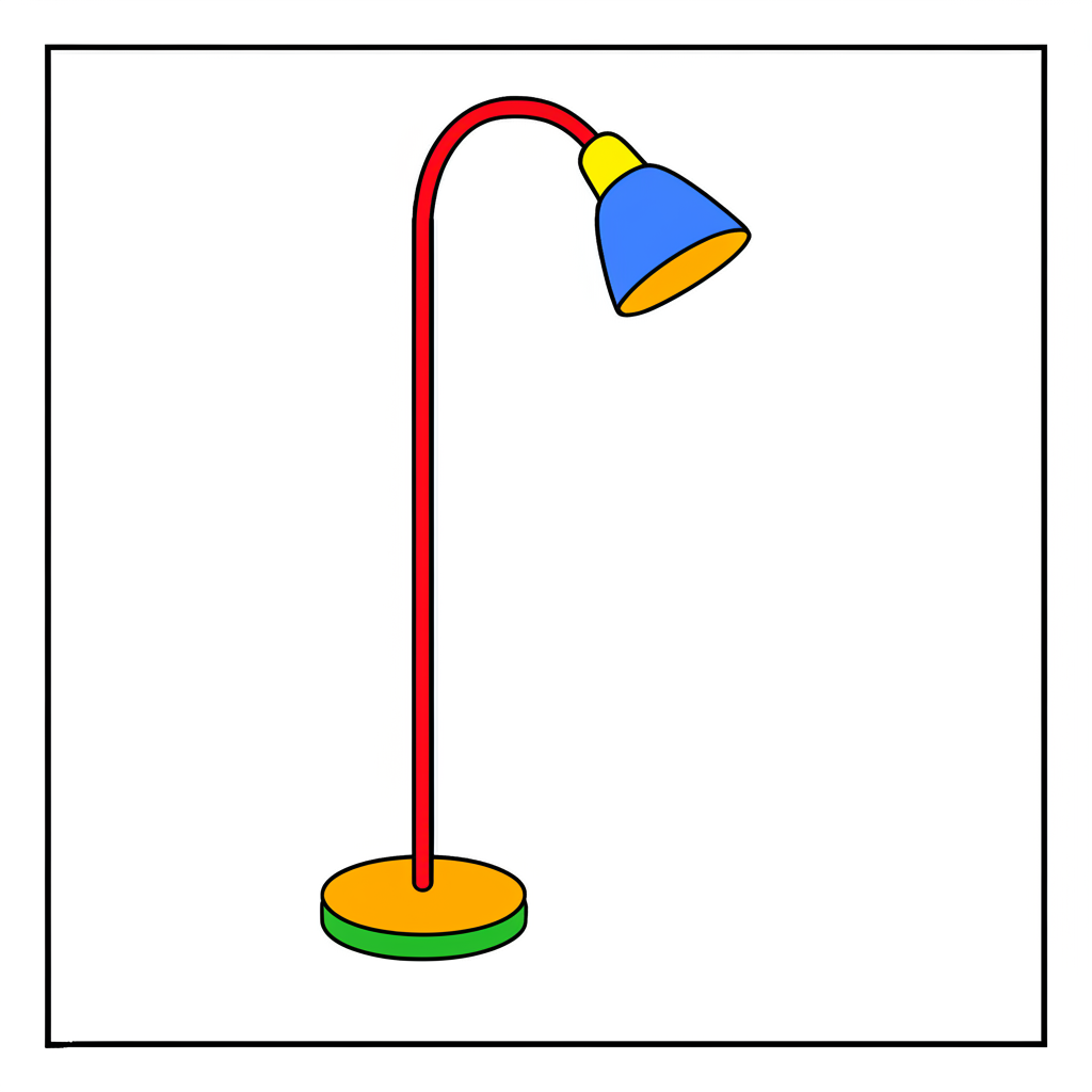 Sleek Floor Lamp Coloring Page - Colored Preview