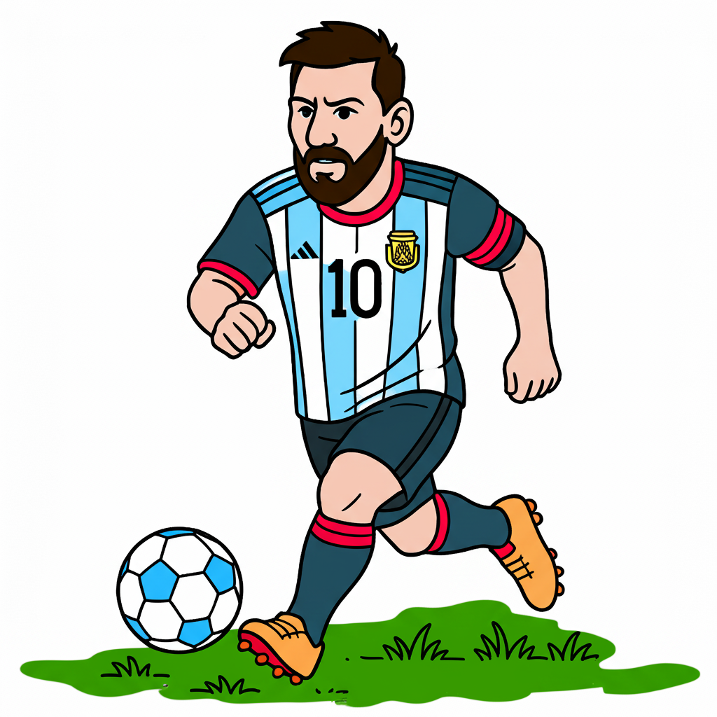 Soccer Superstar Lionel Messi Coloring Page - Colored Preview