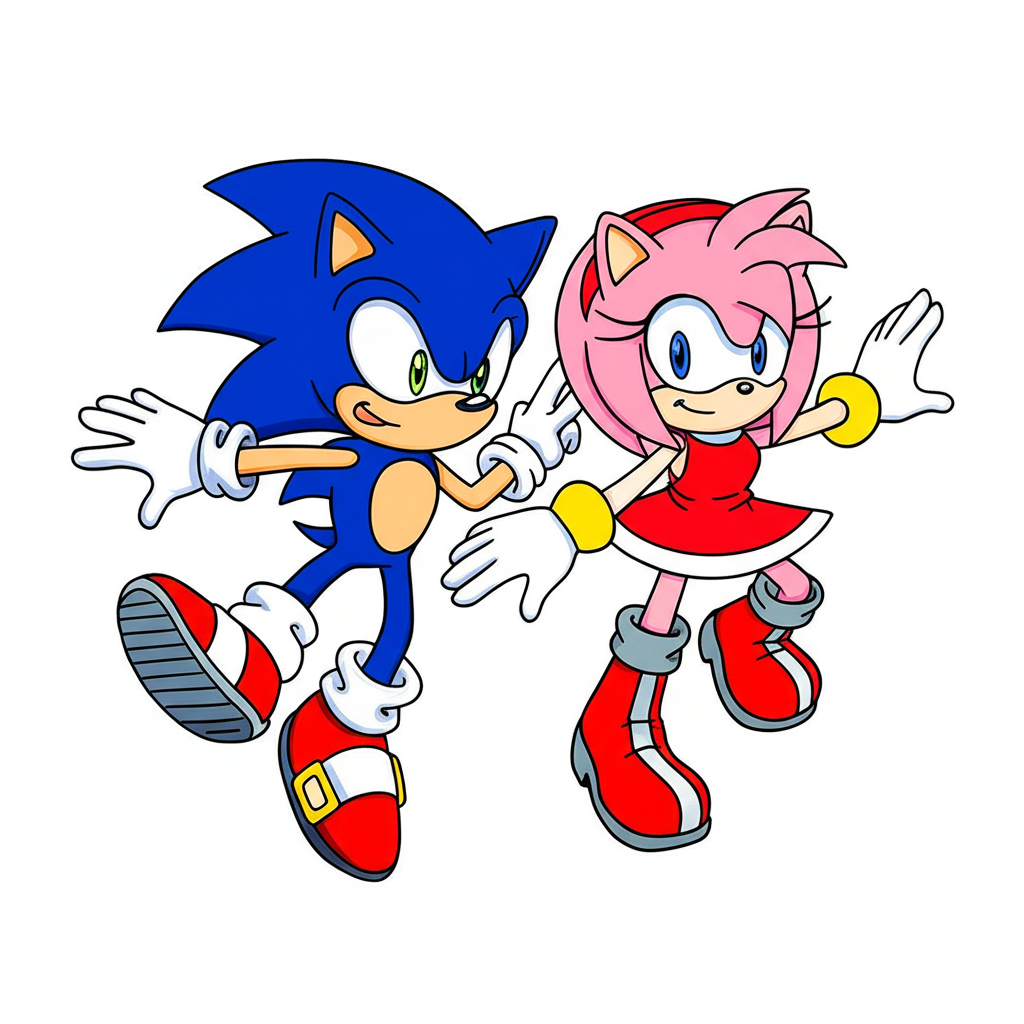 Sonic and Amy Dynamic Duo Coloring Page - Colored Preview