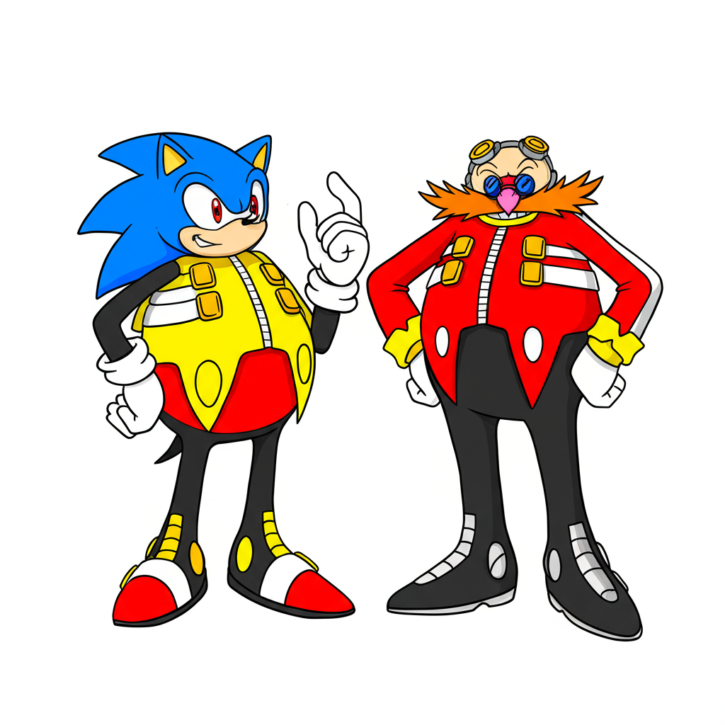 Sonic and Dr. Eggman Showdown Coloring Page - Colored Preview