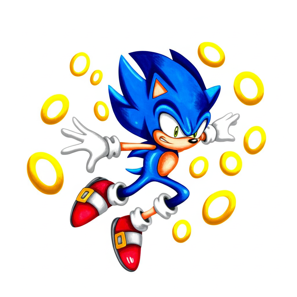 Sonic the Hedgehog Ring Rush Coloring Page - Colored Preview