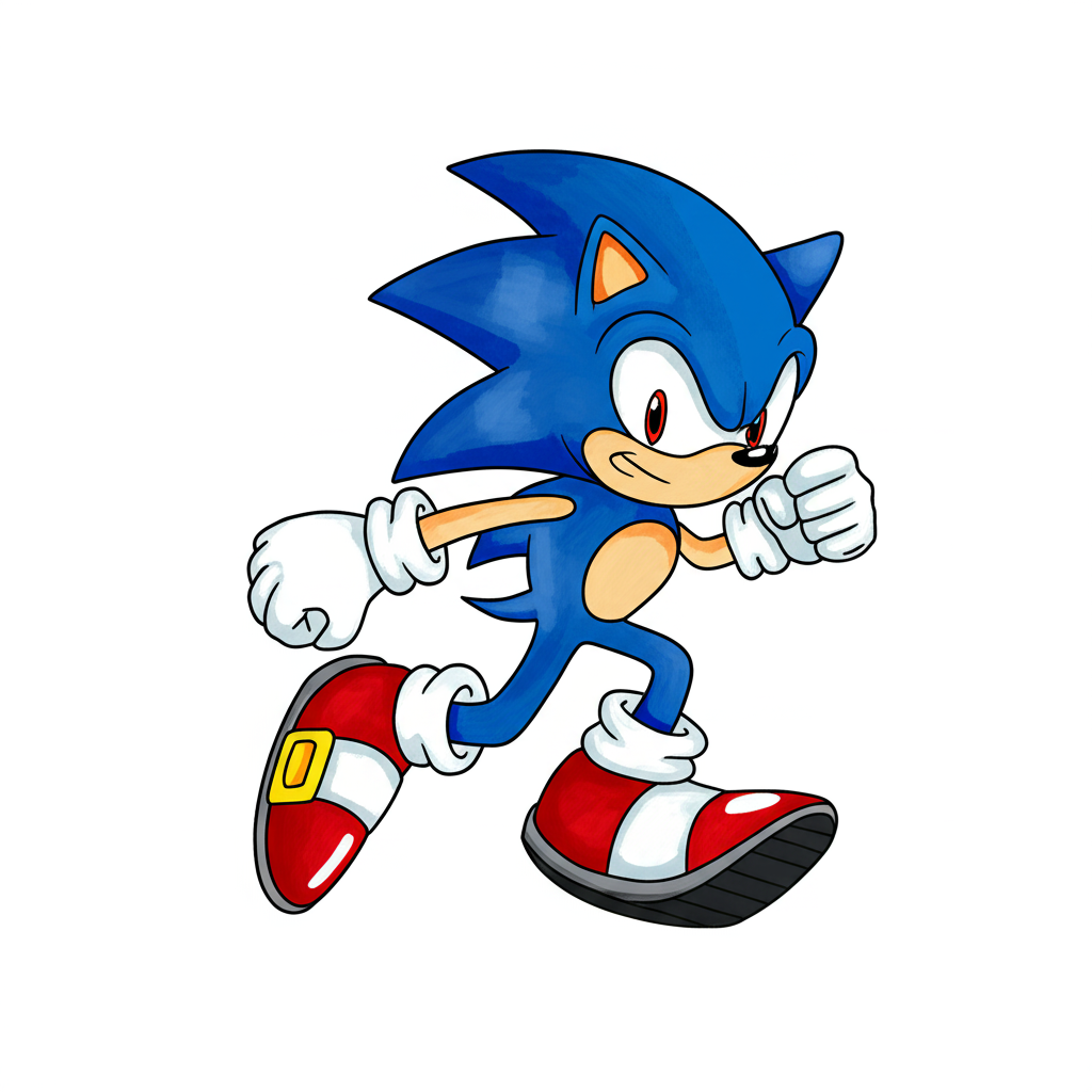 Sonic the Hedgehog Running Coloring Page - Colored Preview