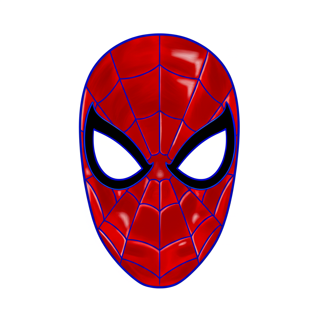 Iconic Spider-Man Mask Coloring Page - Colored Preview