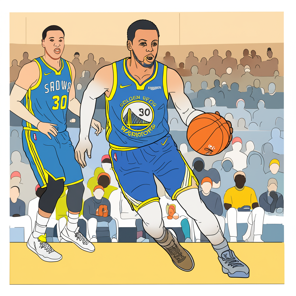 Stephen Curry Dribbling Action Coloring Page - Colored Preview