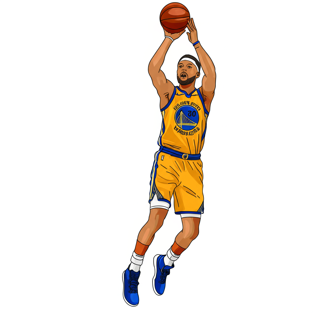 Stephen Curry Jump Shot Coloring Page - Colored Preview