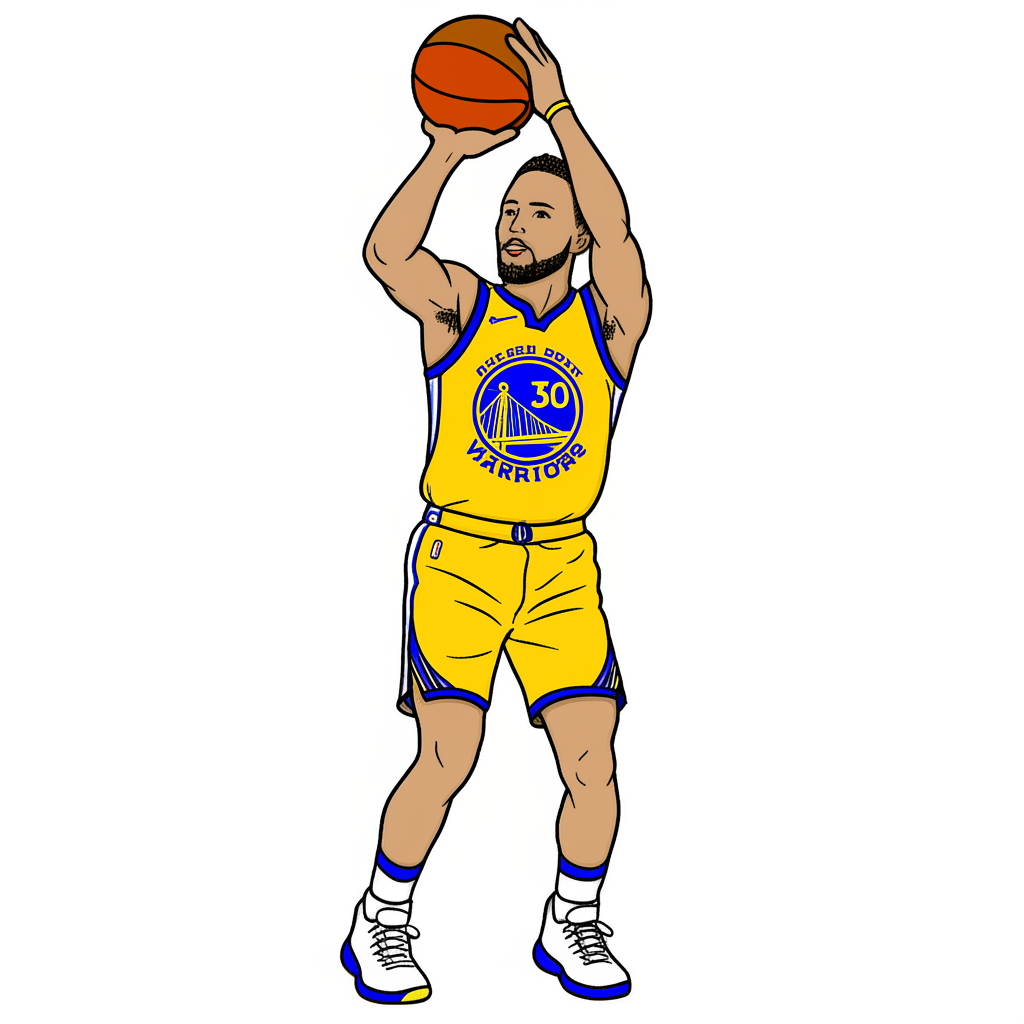 Stephen Curry Shooting Form Coloring Page - Colored Preview