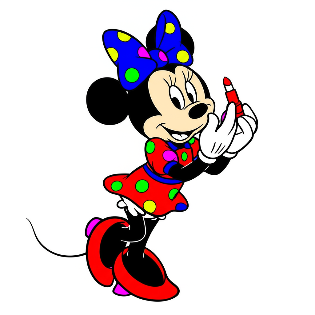 Stylish Minnie Mouse Lipstick Fun Coloring Page - Colored Preview