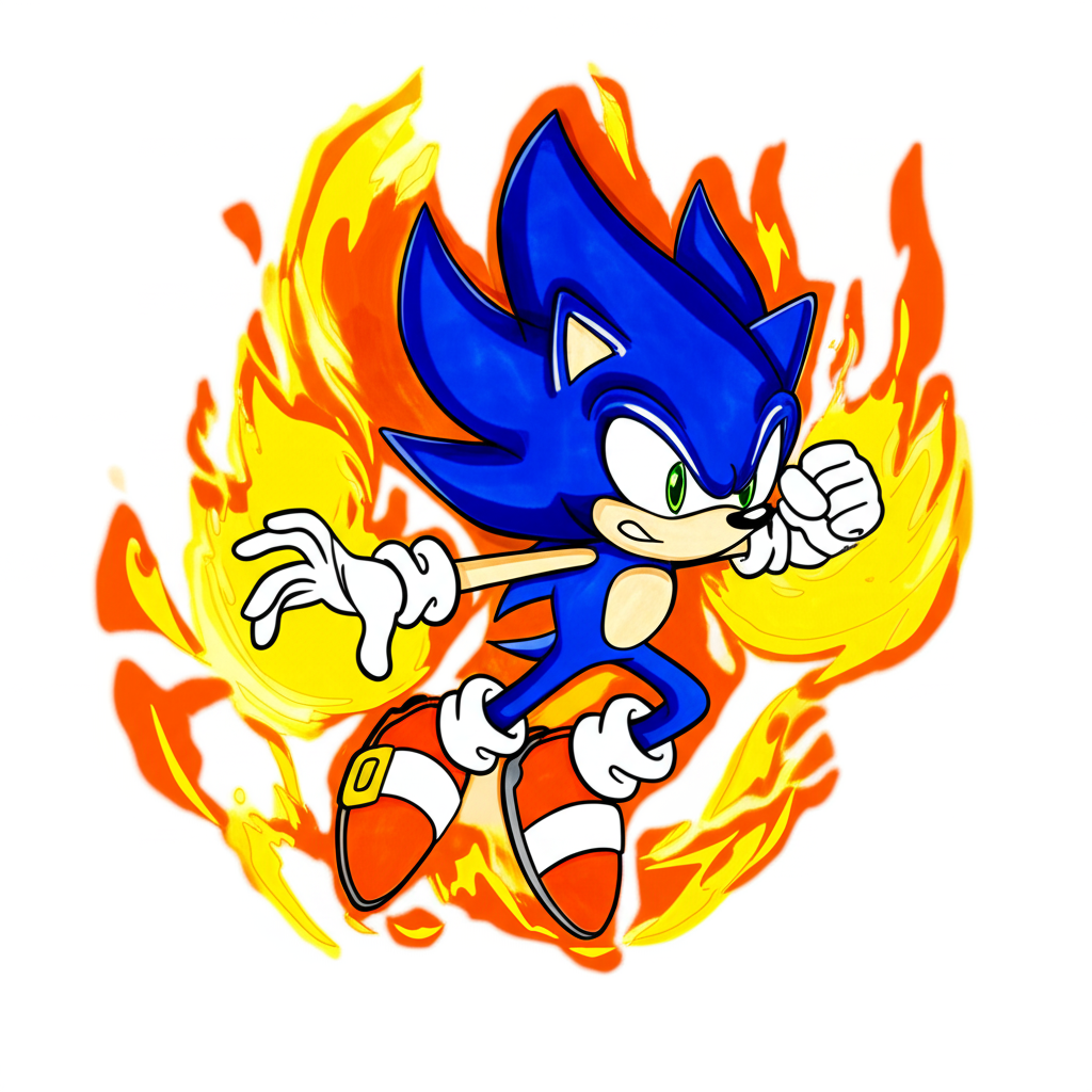 Super Sonic Power Unleashed Coloring Page - Colored Preview