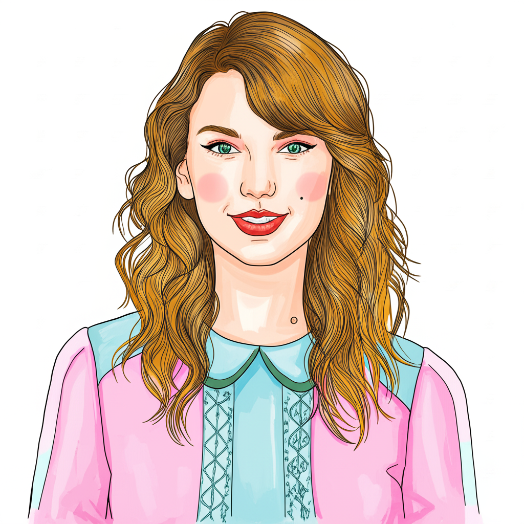 Iconic Taylor Swift Coloring Page - Colored Preview