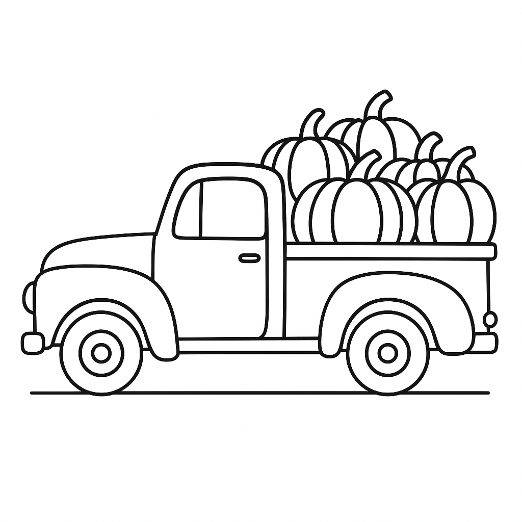 Vintage Pumpkin Patch Truck Coloring Page