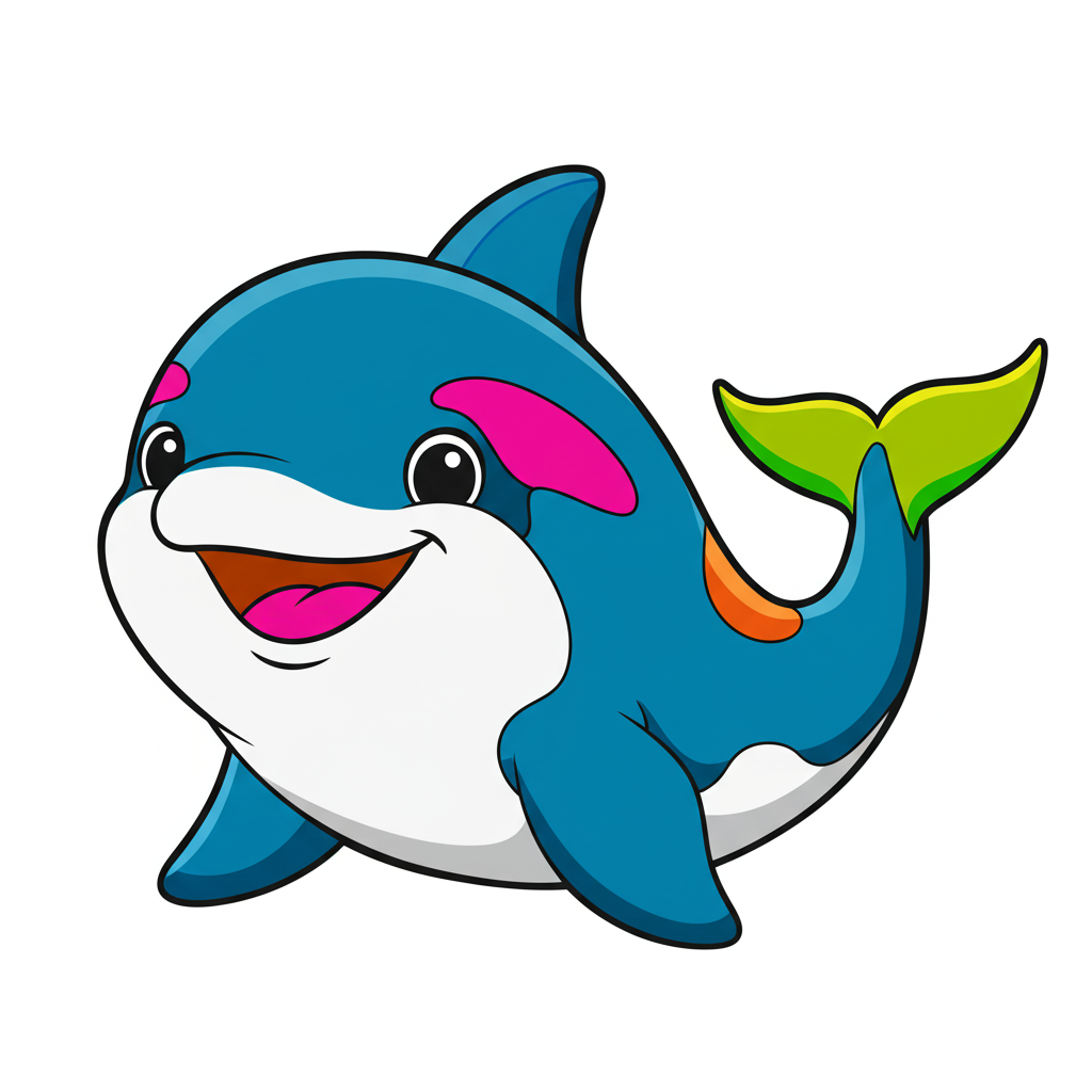 Adorable Chubby Orca Smiling Coloring Page - Colored Preview