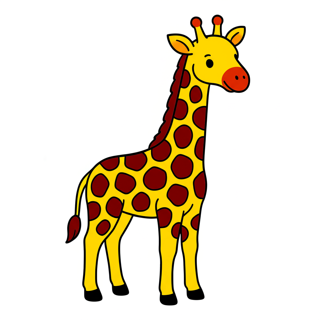 Adorable Giraffe Coloring Page - Colored Preview
