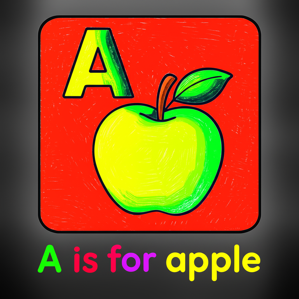 Amazing Apple Alphabet Adventure Coloring Page - Colored Preview