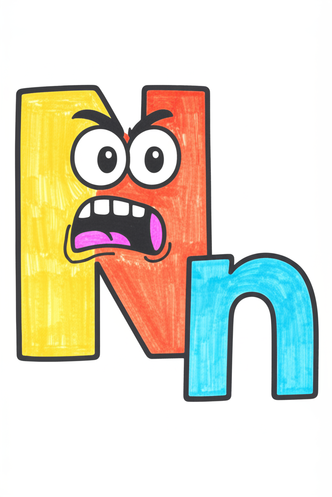 Angry Letter N Coloring Page - Colored Preview