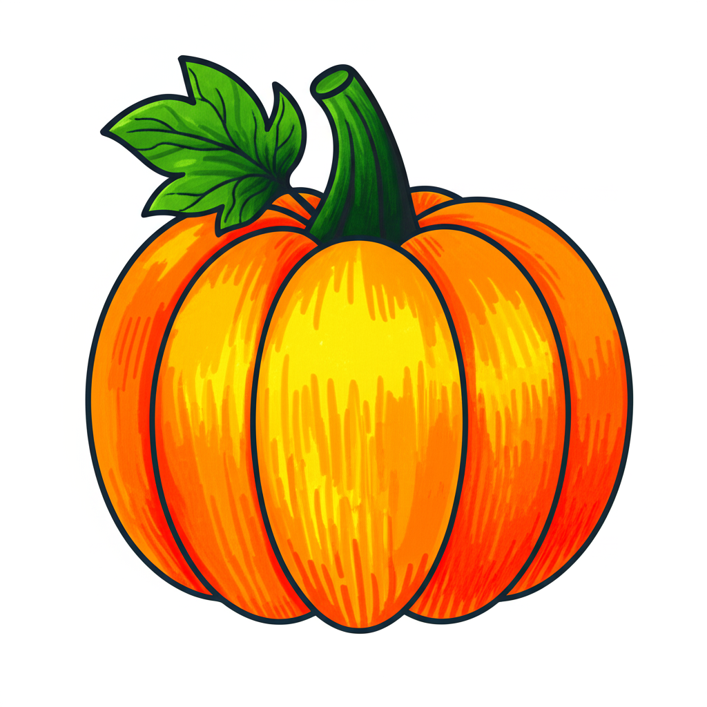 Autumn Pumpkin Delight Coloring Page - Colored Preview