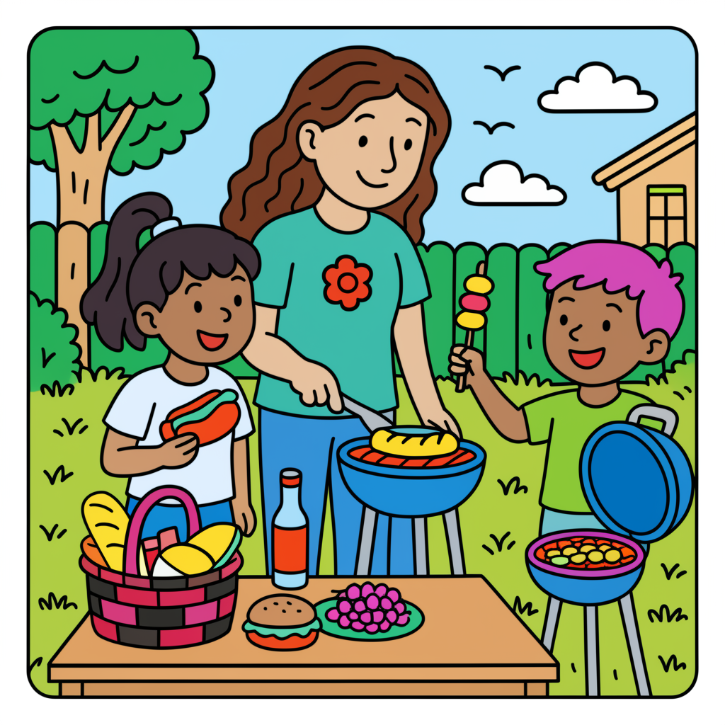 Backyard BBQ Family Fun - Colored Preview