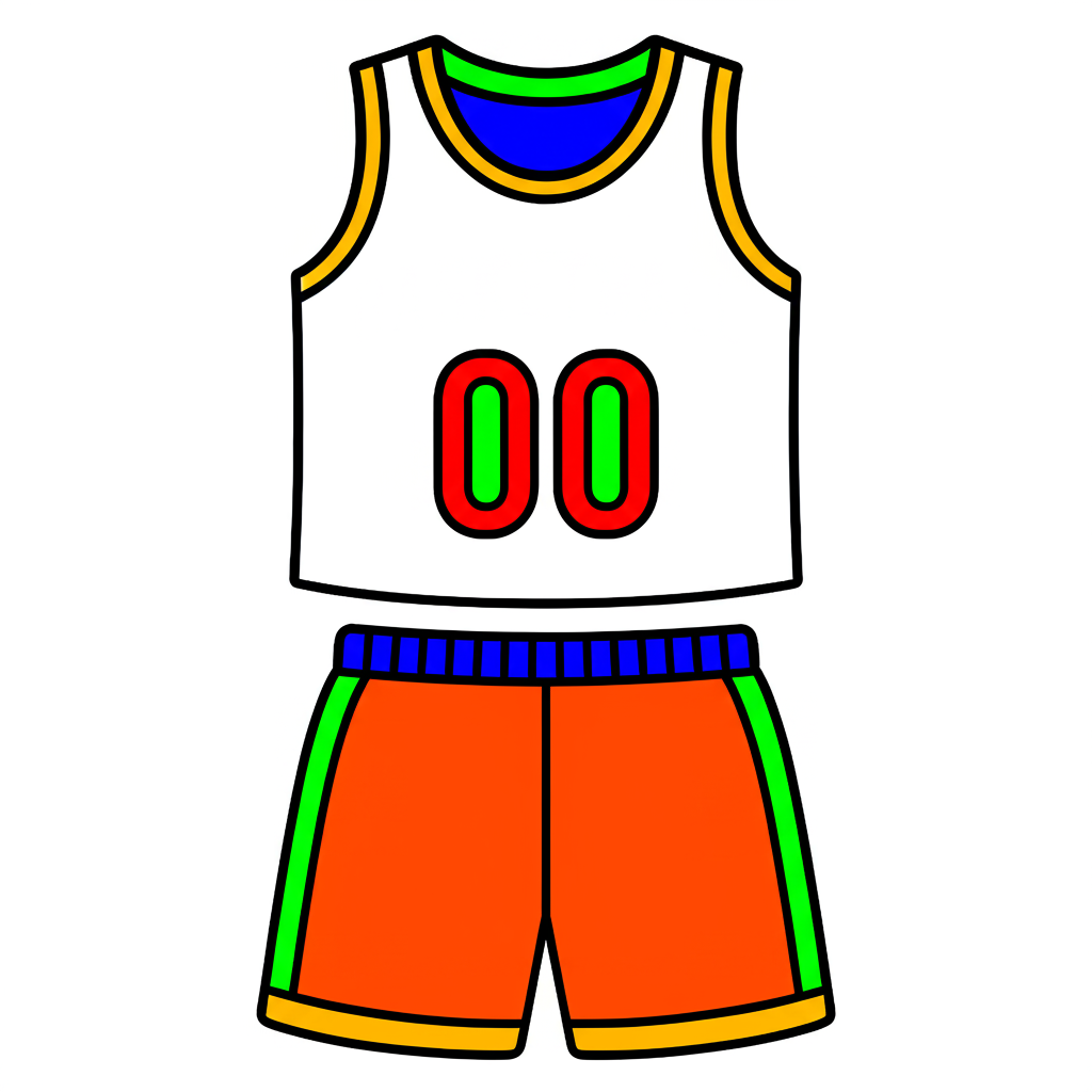Basketball Uniform Fun Coloring Page - Colored Preview