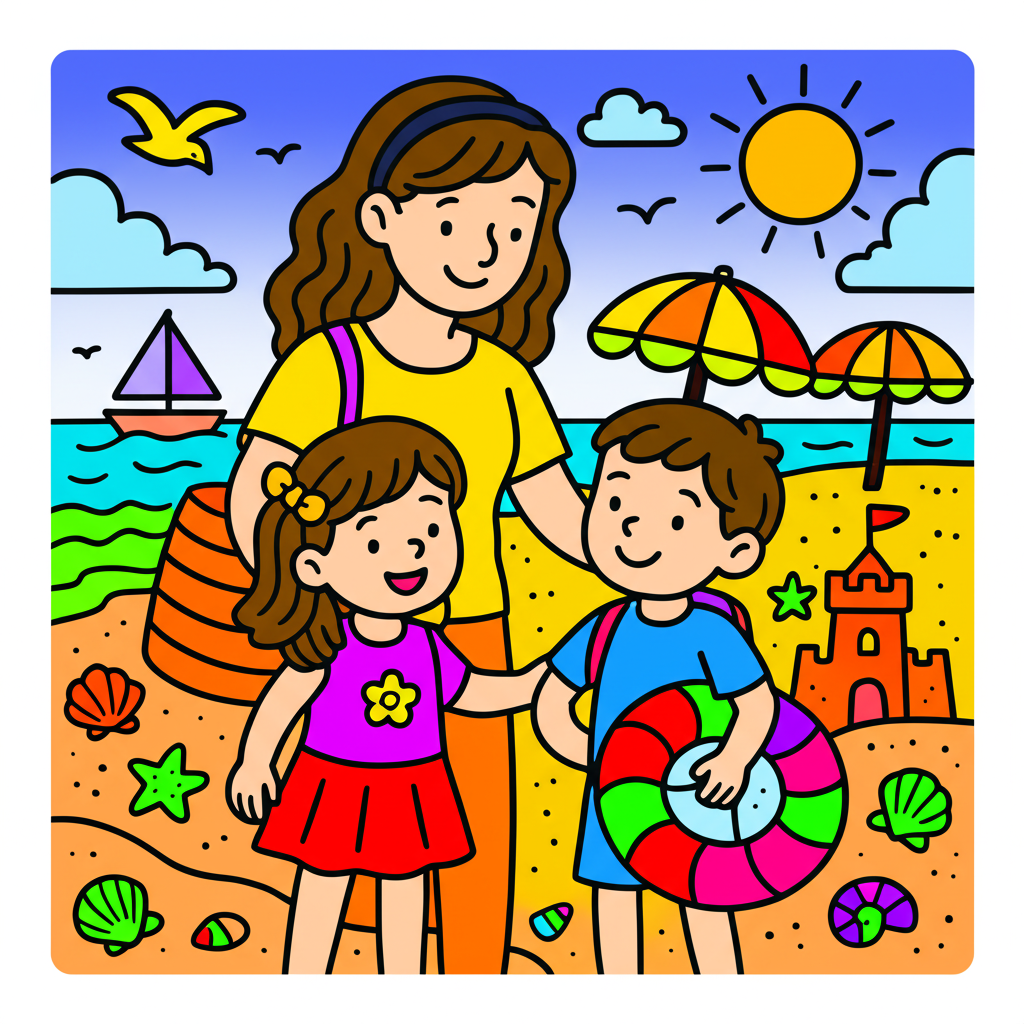 Sunny Beach Day Fun - Colored Preview